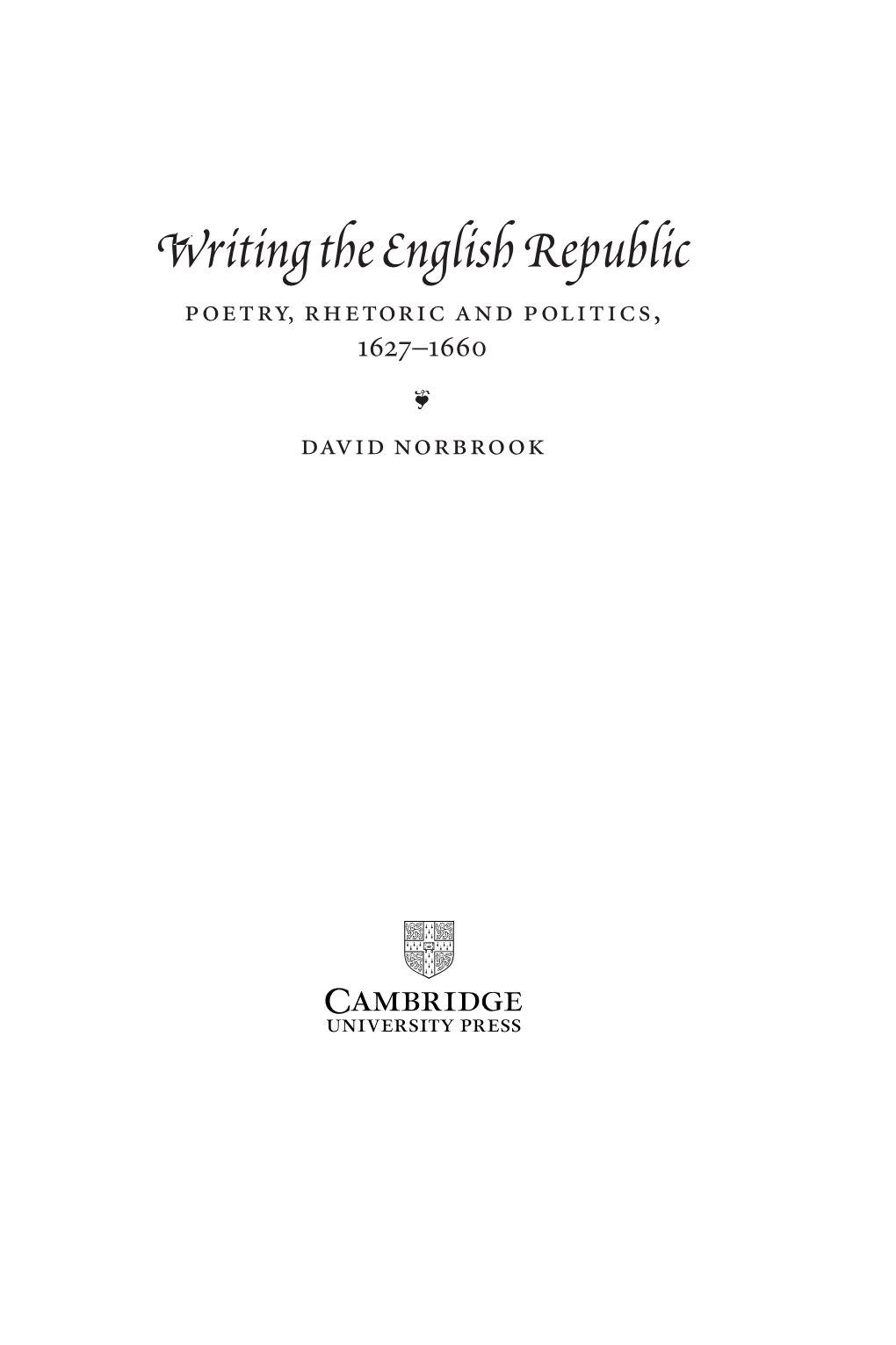 Writing the English Republic