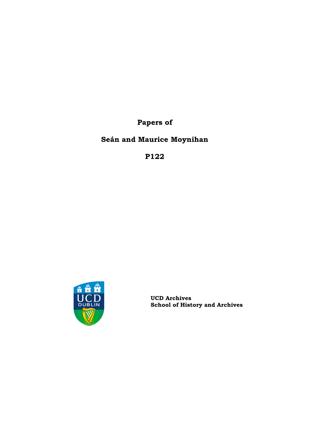 Papers of Seán and Maurice Moynihan P122