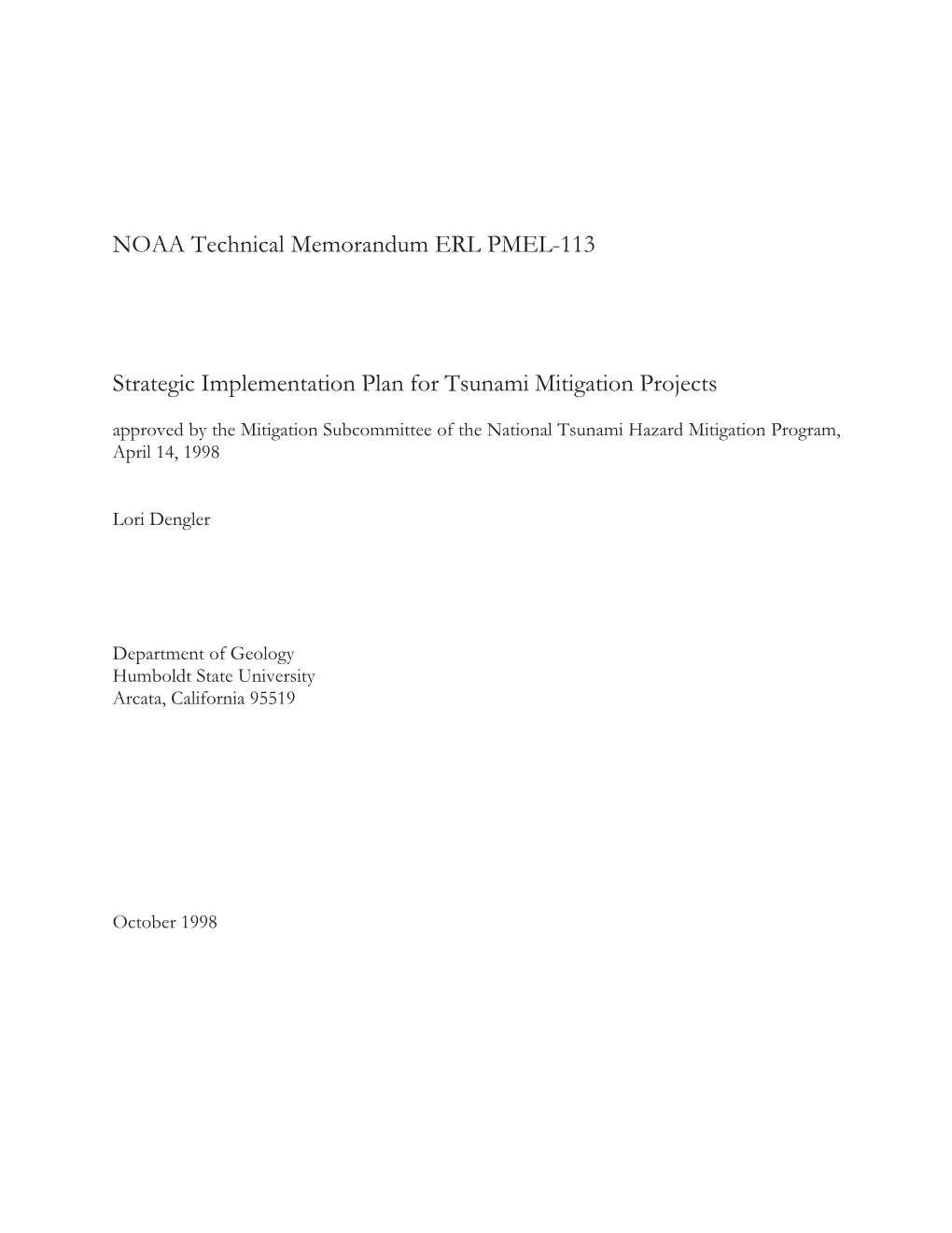 NOAA Technical Memorandum ERL PMEL-113 Strategic