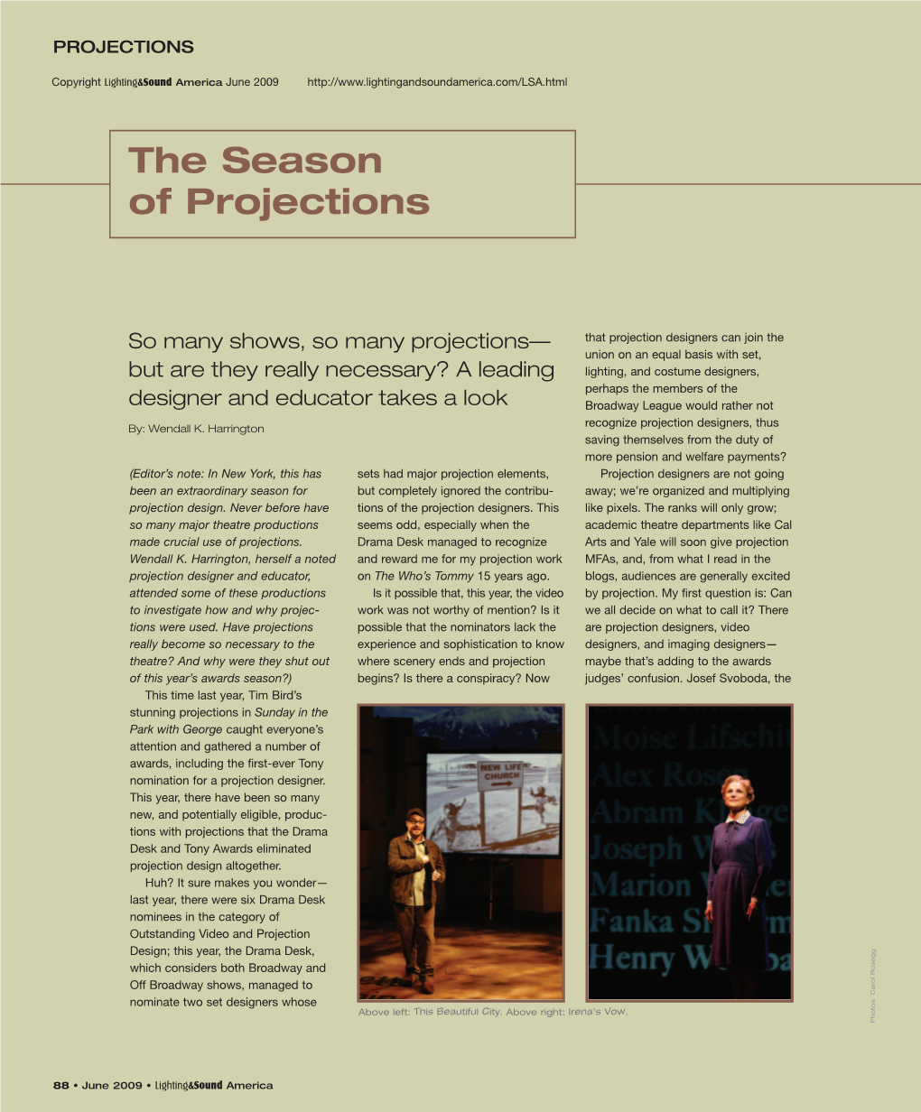 The Season of Projections | 2009 (Pdf)