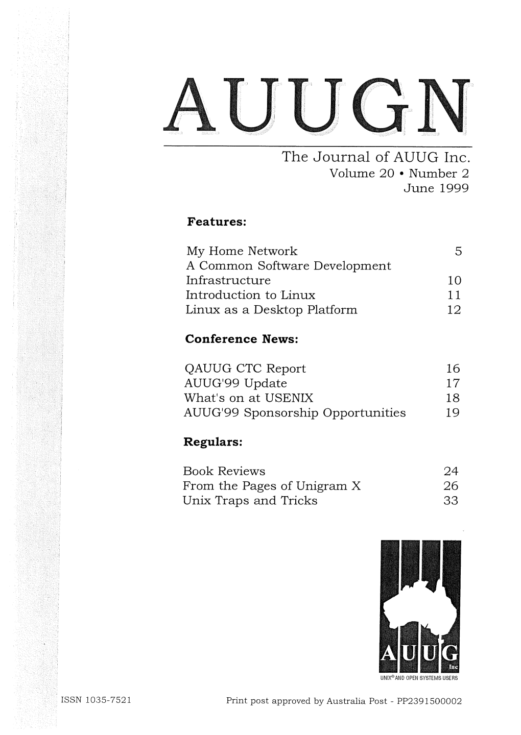 The Journal of AUUG Inc. Volume 20 ¯ Number 2 June 1999