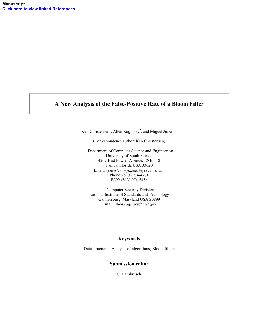 A New Analysis of the False-Positive Rate of a Bloom Filter