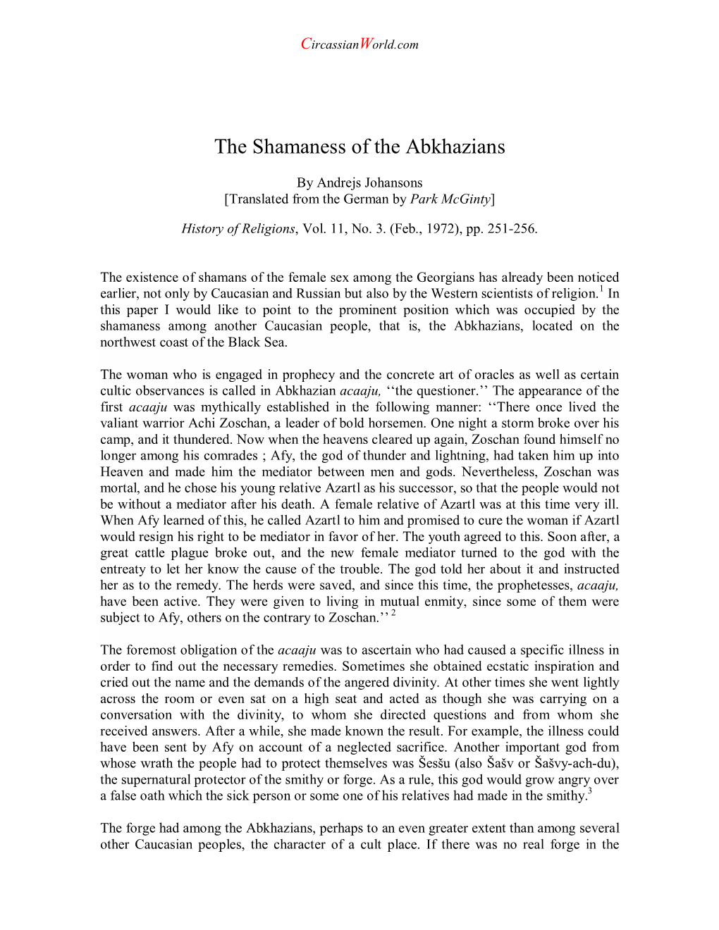 The Shamaness of the Abkhazians