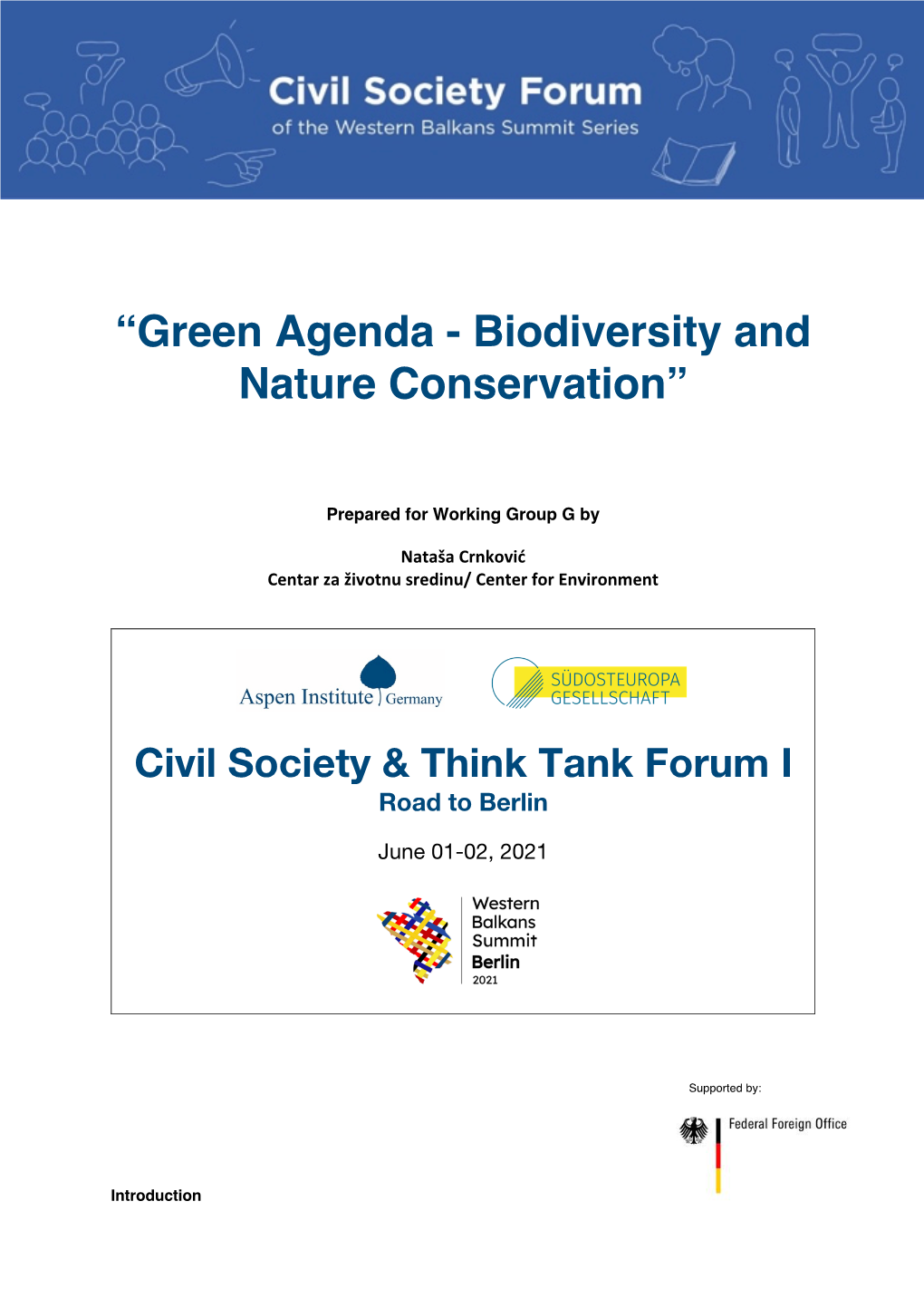 “Green Agenda - Biodiversity and Nature Conservation”