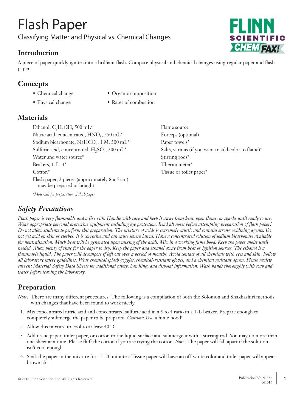 Flash Paper Classifying Matter and Physical Vs