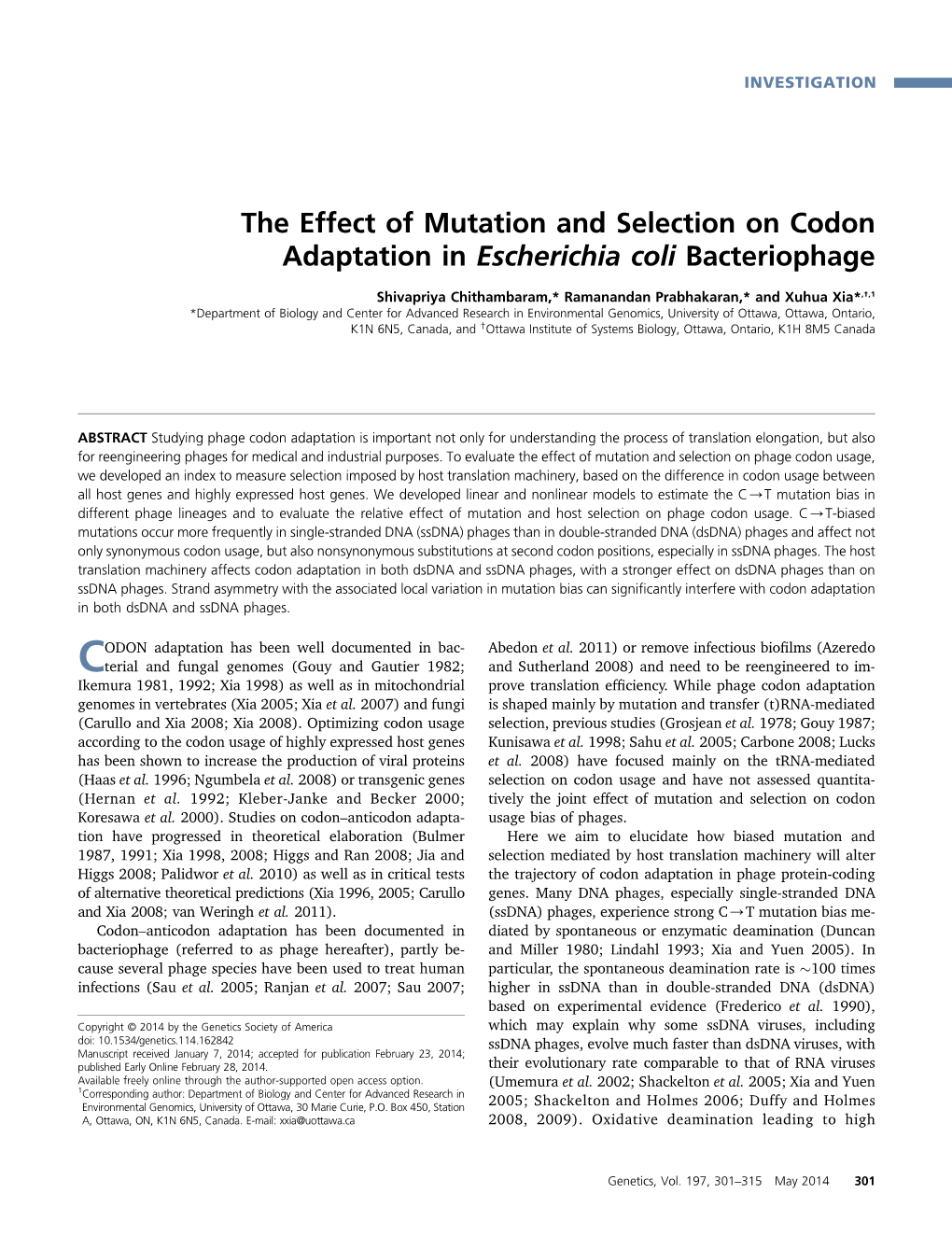 The Effect of Mutation and Selection on Codon Adaptation in Escherichia Coli Bacteriophage