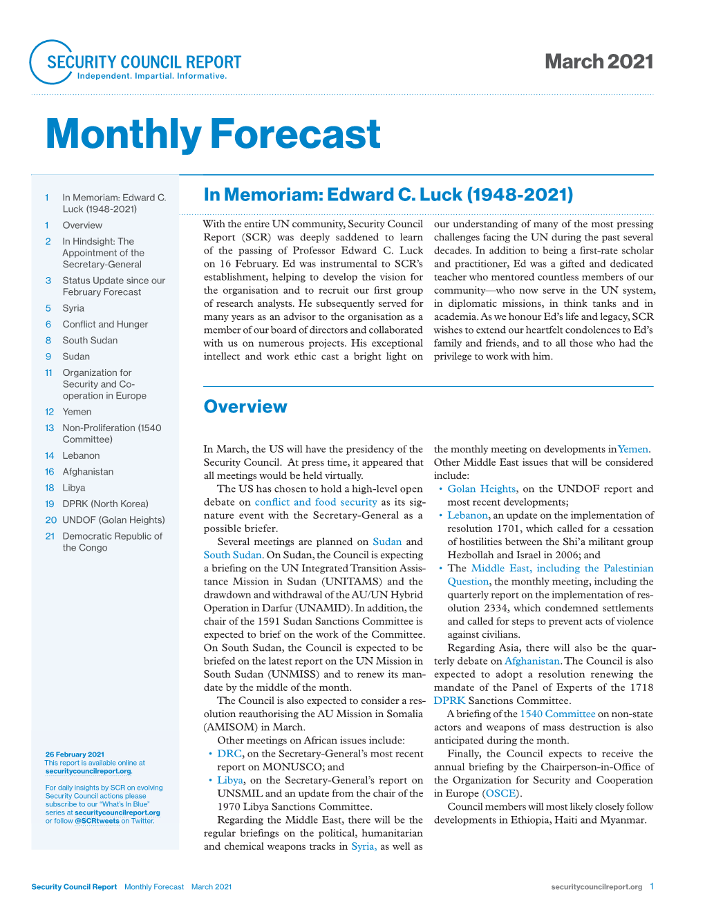 Monthly Forecast