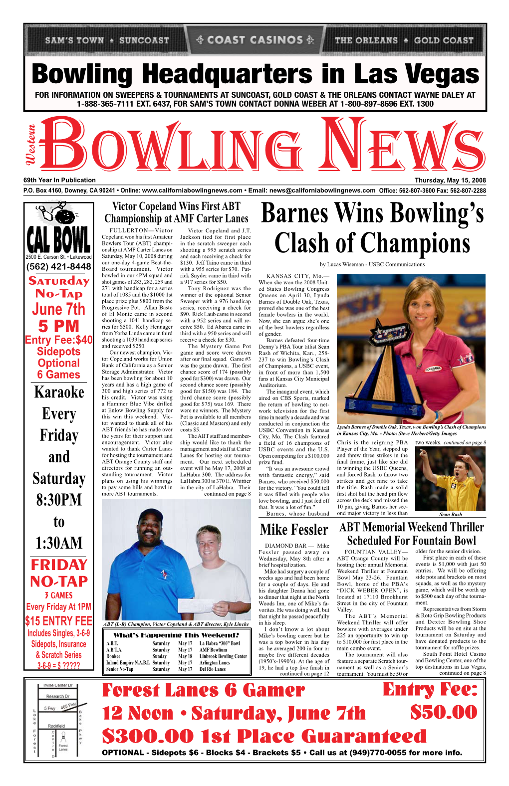 Barnes Wins Bowling's Clash of Champions