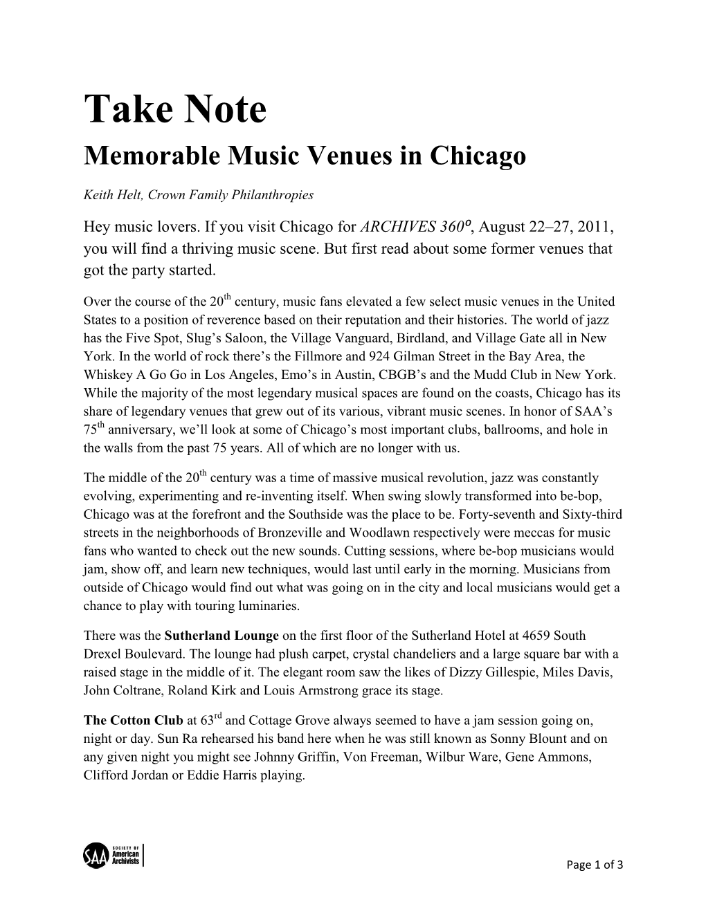 Memorable Music Venues in Chicago