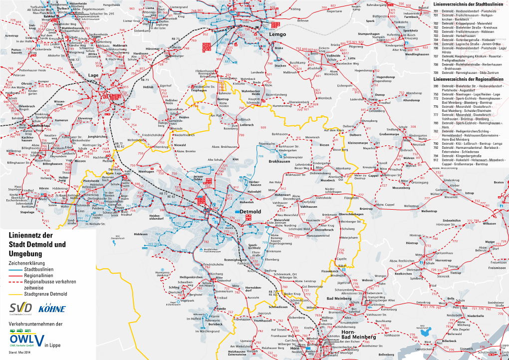 Liniennetz Der Stadt Detmold Und Umgebung