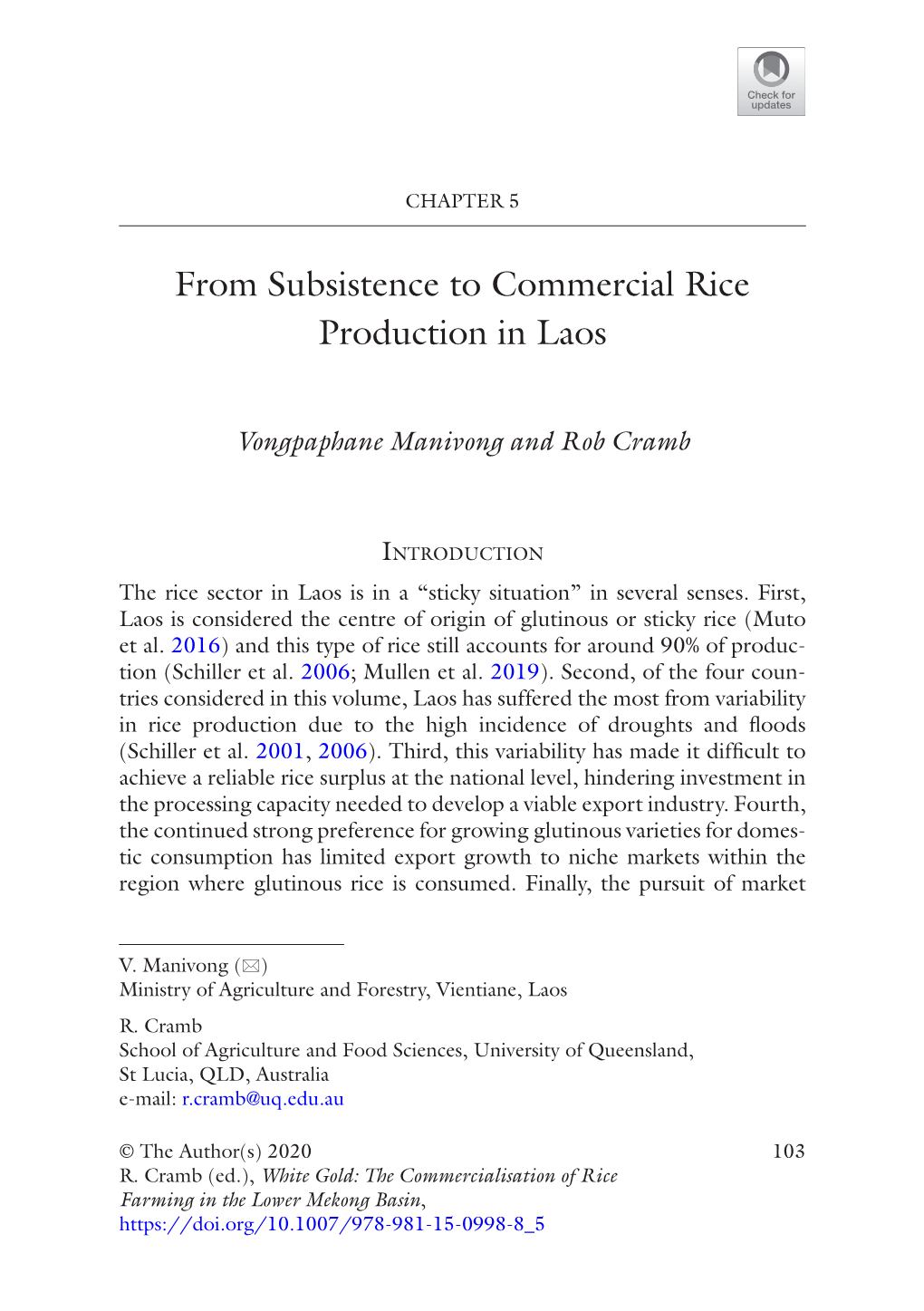 From Subsistence to Commercial Rice Production in Laos