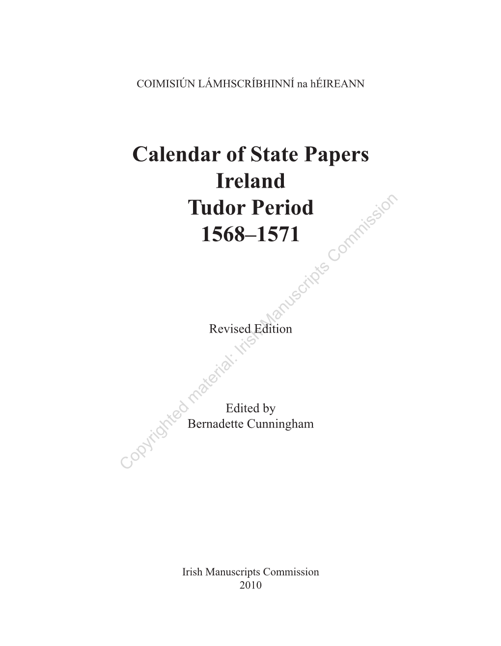 Calendar of State Papers Ireland Tudor Period 1568–1571