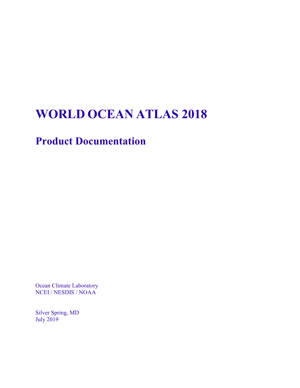 World Ocean Atlas 2018
