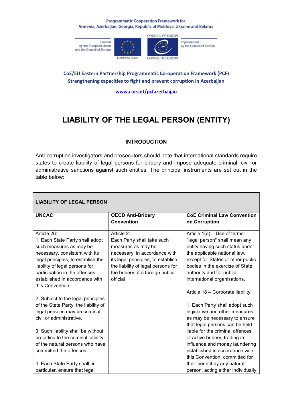 Liability of the Legal Person (Entity)