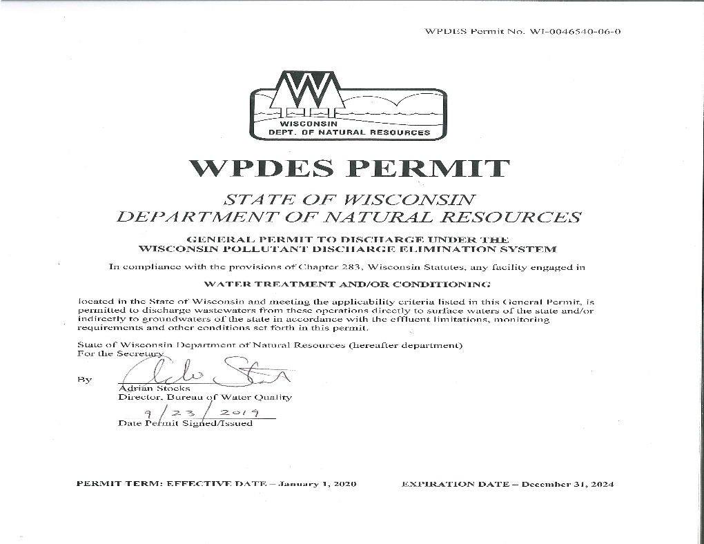 WPDES General Permit to Discharge