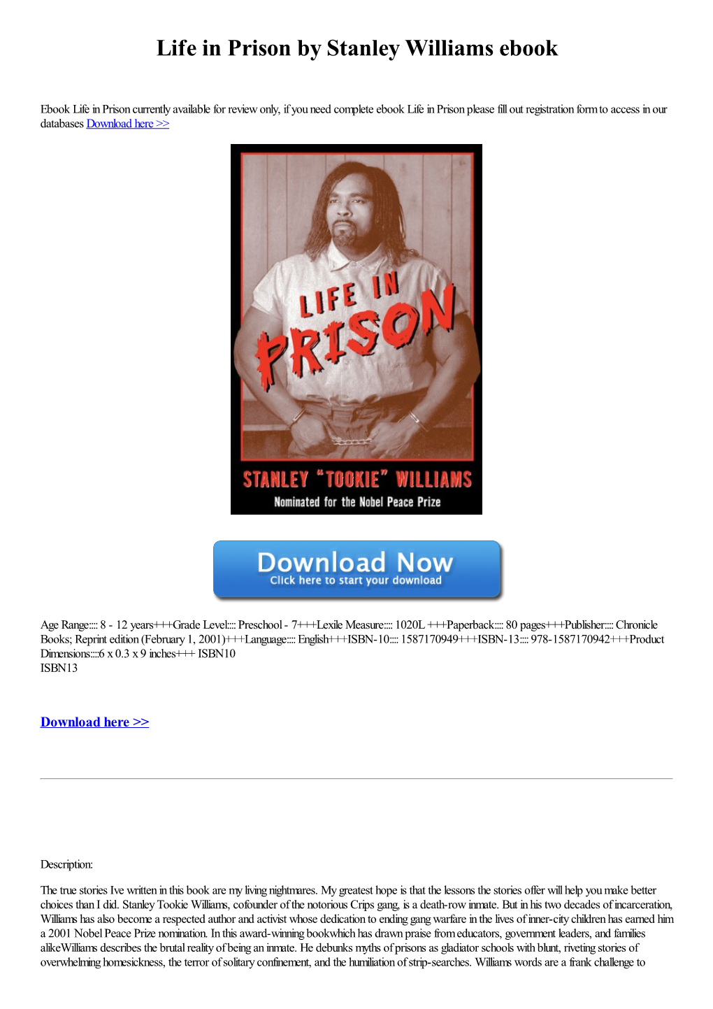 Life in Prison by Stanley Williams [Book]