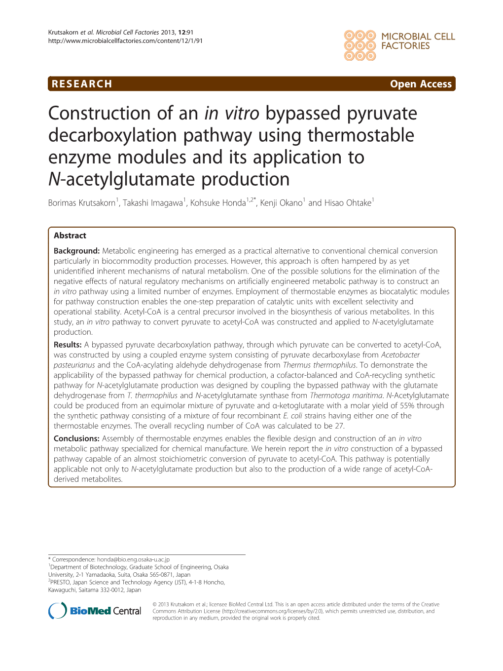 Construction of an in Vitro Bypassed Pyruvate Decarboxylation Pathway