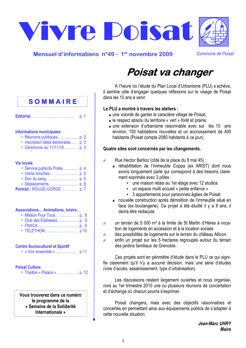 VP NOVEMBRE 2009 Avec Sommaire