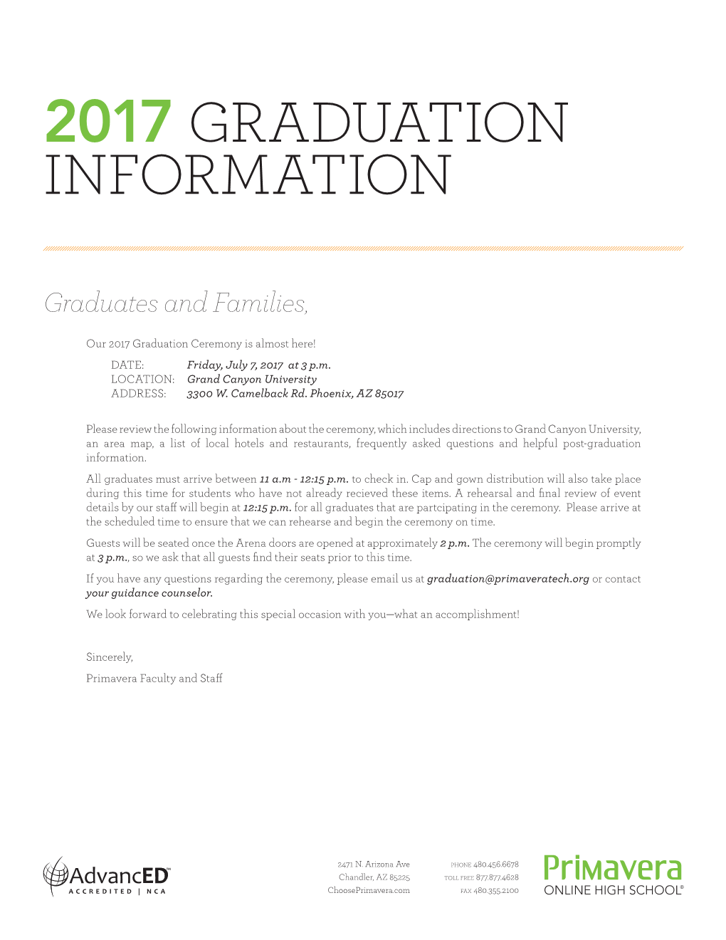 2017 Graduation Information