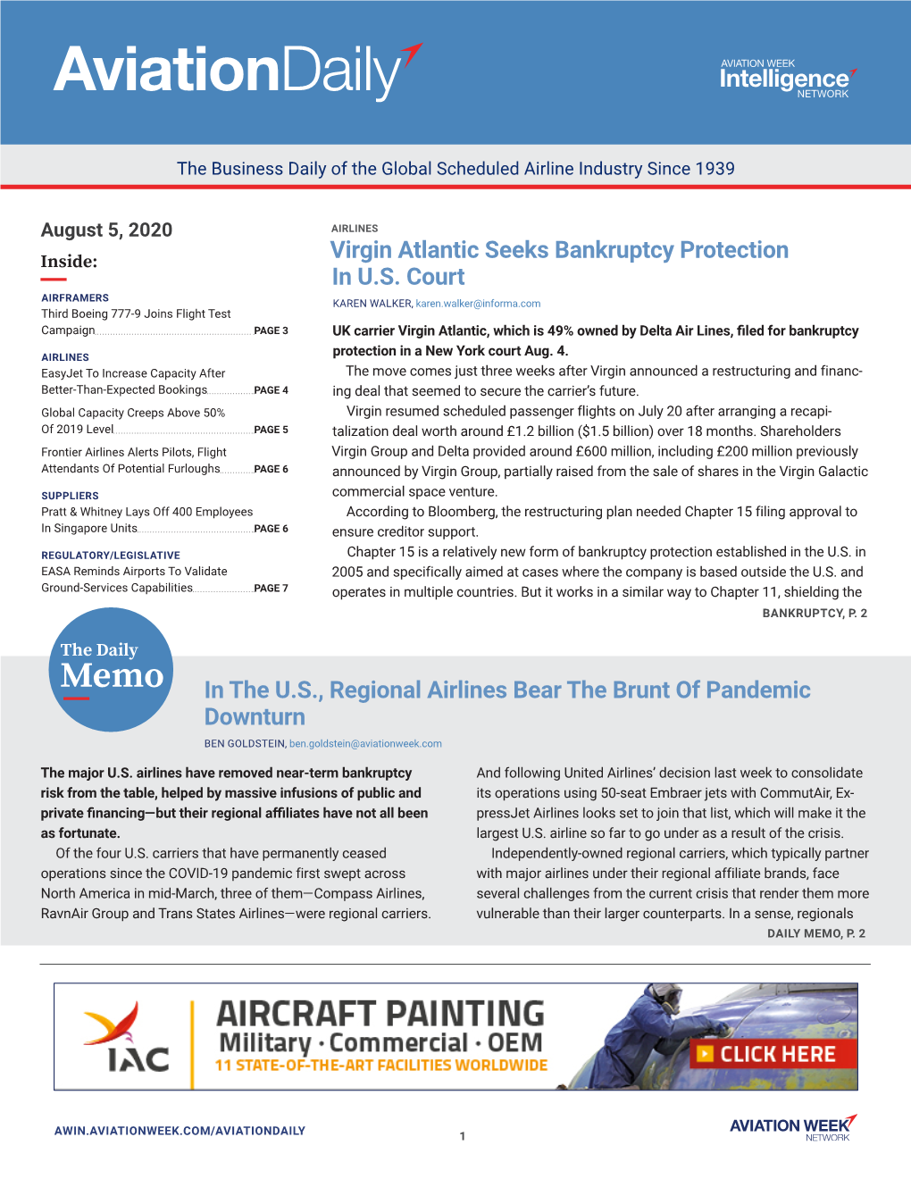 Aviation Week Aviation Daily, Wednesday, August 5, 2020