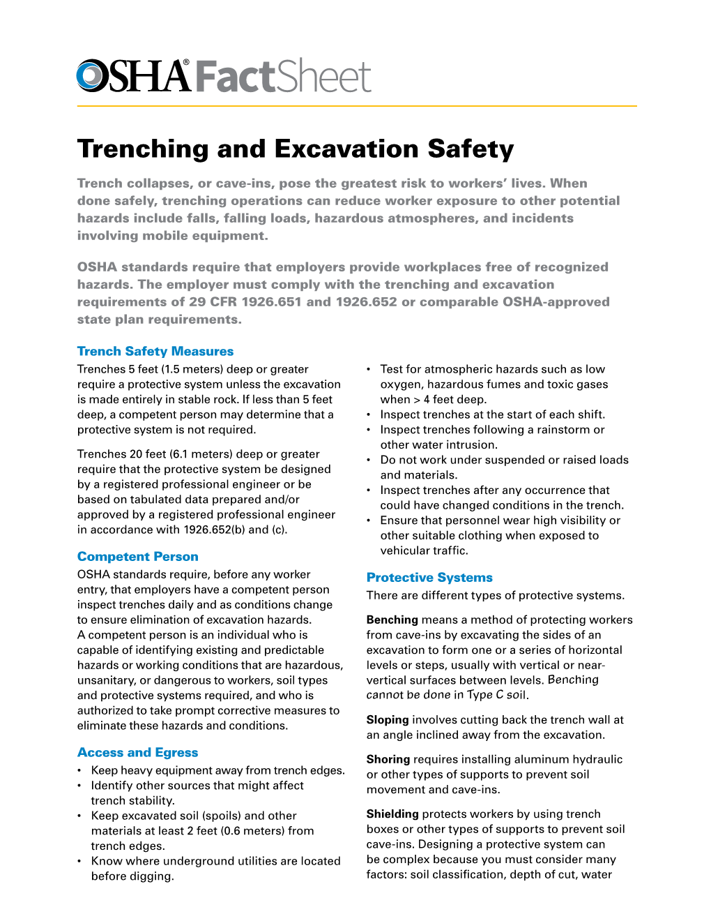 Trenching and Excavation Safety