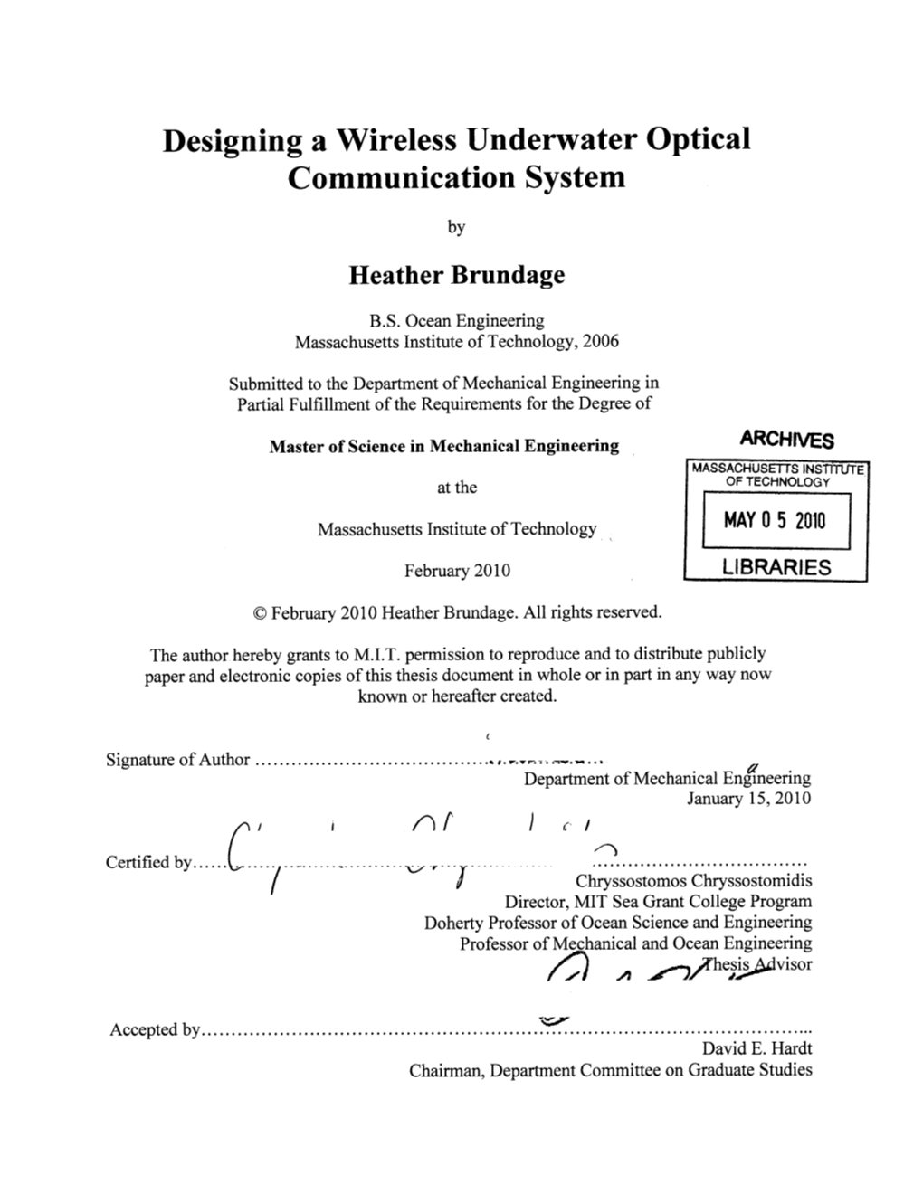 Designing a Wireless Underwater Optical Communication System