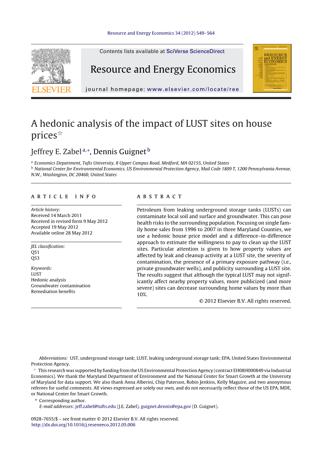 A Hedonic Analysis of the Impact of LUST Sites on House Pricesଝ