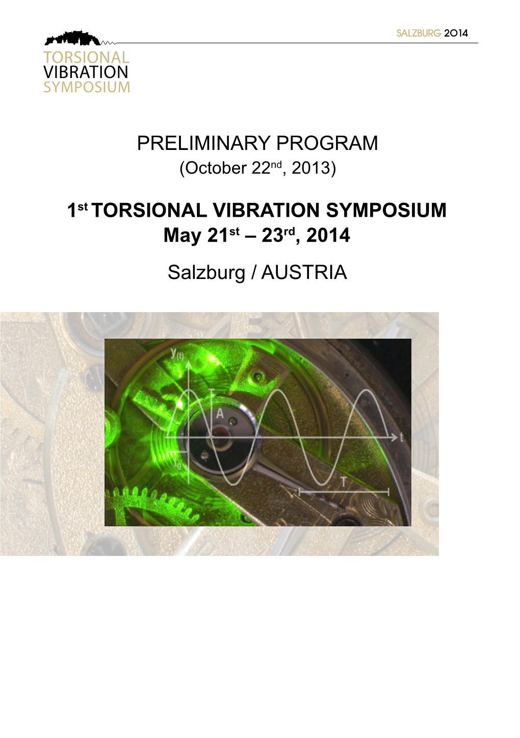 23Rd, 2014 Salzburg / AUSTRIA PRELIMINARY PROGRAM