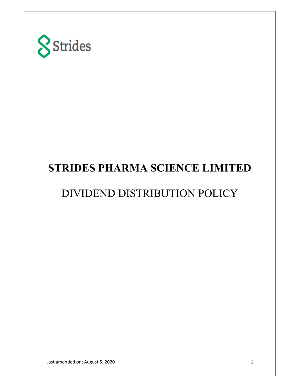 Strides Policy for Dividend Distribution