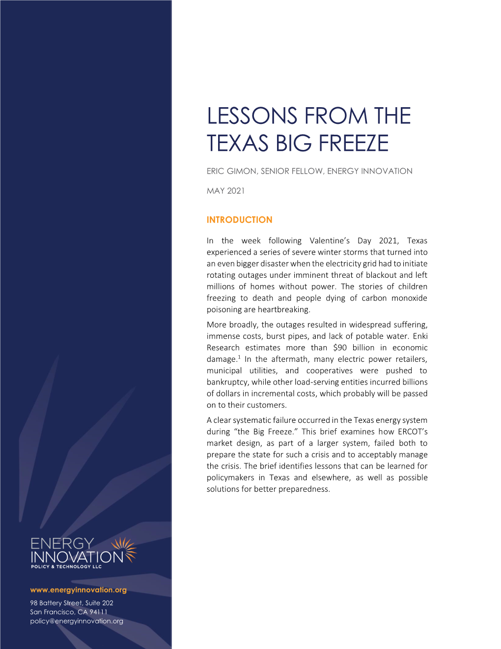 Lessons from the Texas Big Freeze