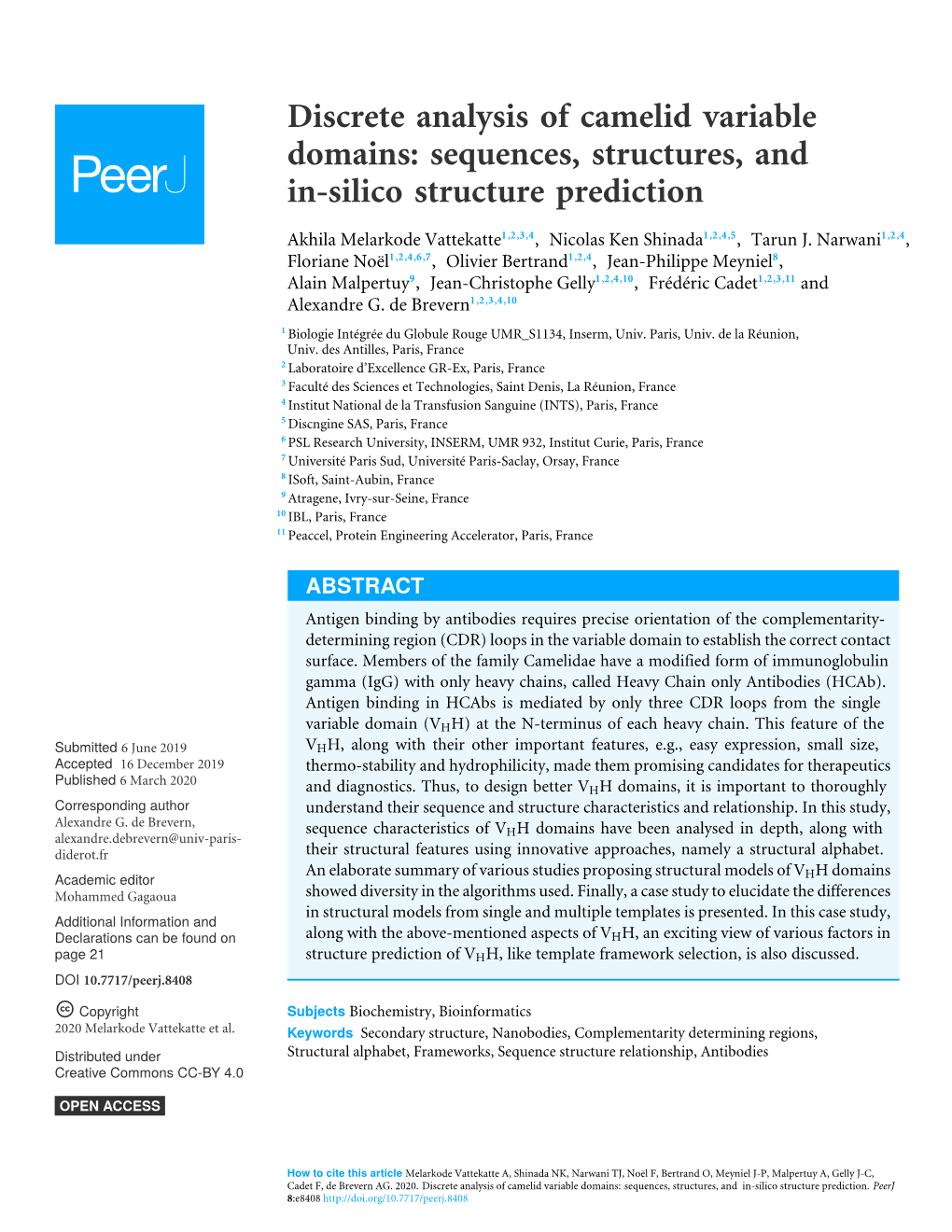 Discrete Analysis of Camelid Variable Domains: Sequences, Structures, and In-Silico Structure Prediction