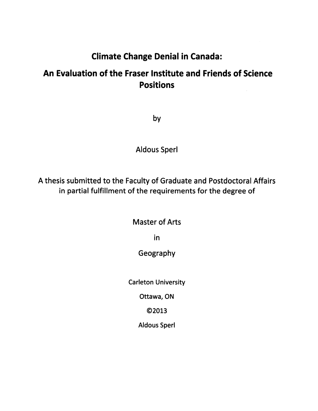 Climate Change Denial in Canada