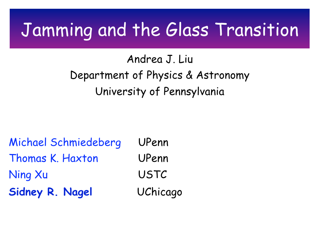 Jamming and the Glass Transition