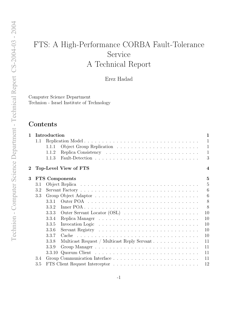 A High-Performance CORBA Fault-Tolerance Service a Technical Report