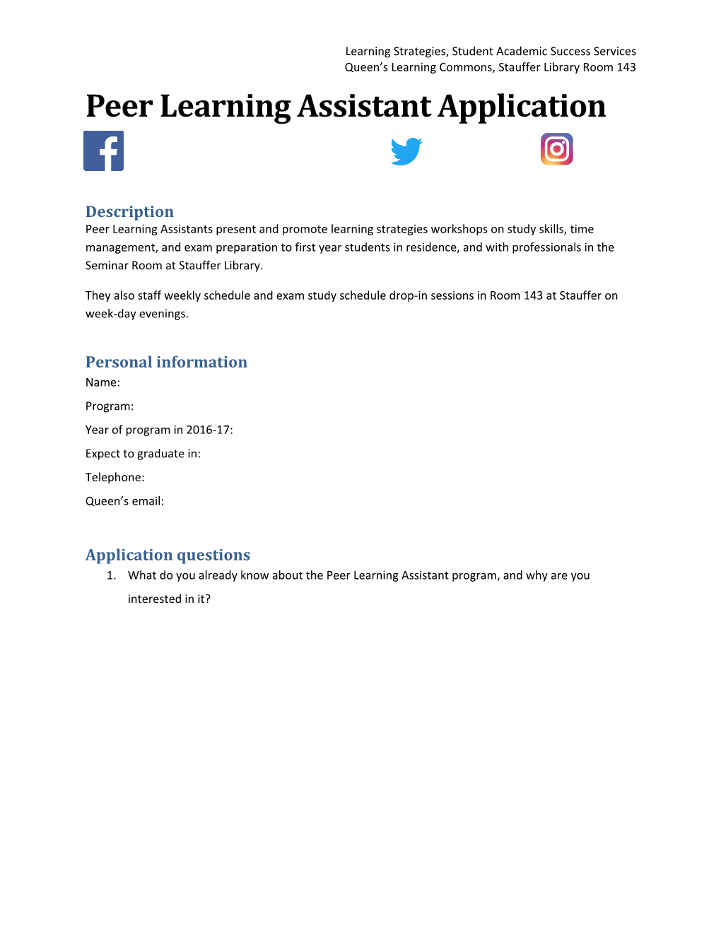 Peer Learning Assistant Application