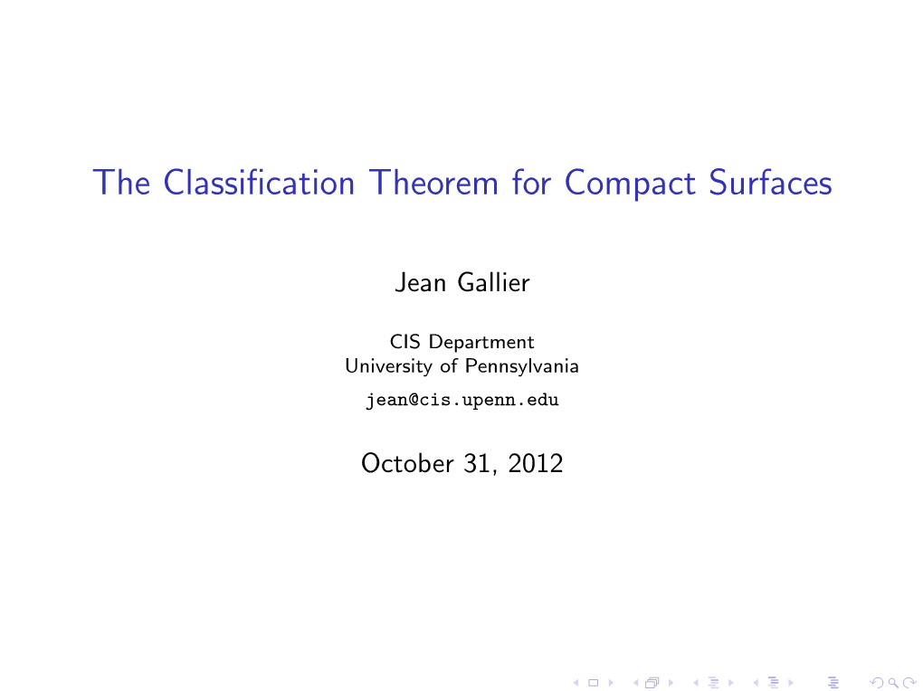 The Classification Theorem for Compact Surfaces