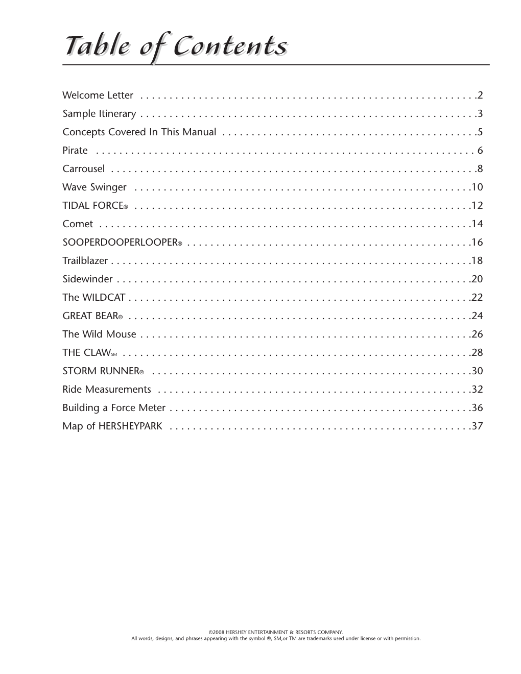 Table of Contents