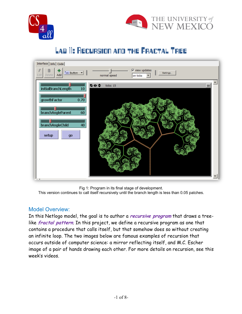 Netlogo Lab 11: Recursion and the Fractal Tree