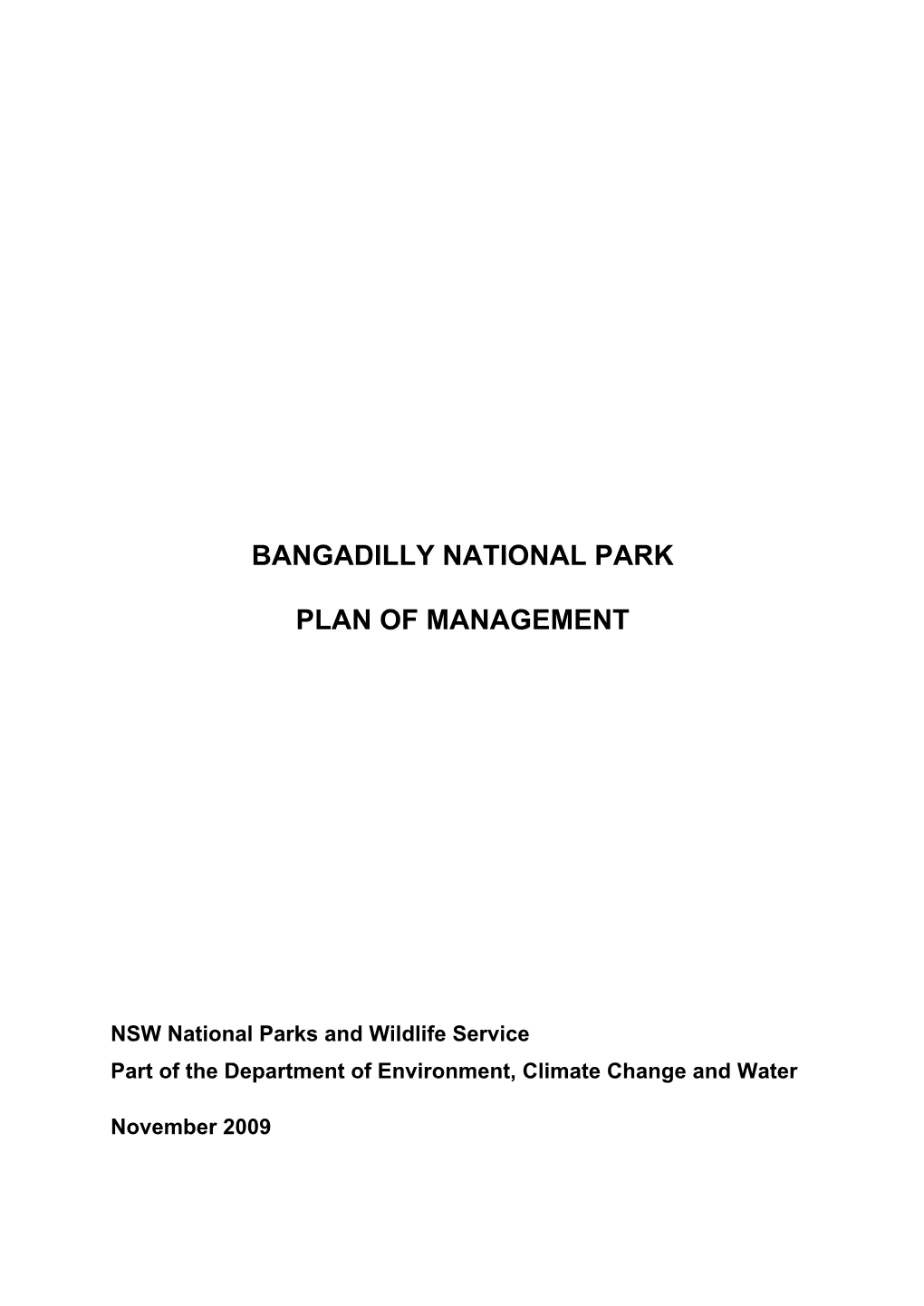 Bangadilly National Park Plan of Managementdownload