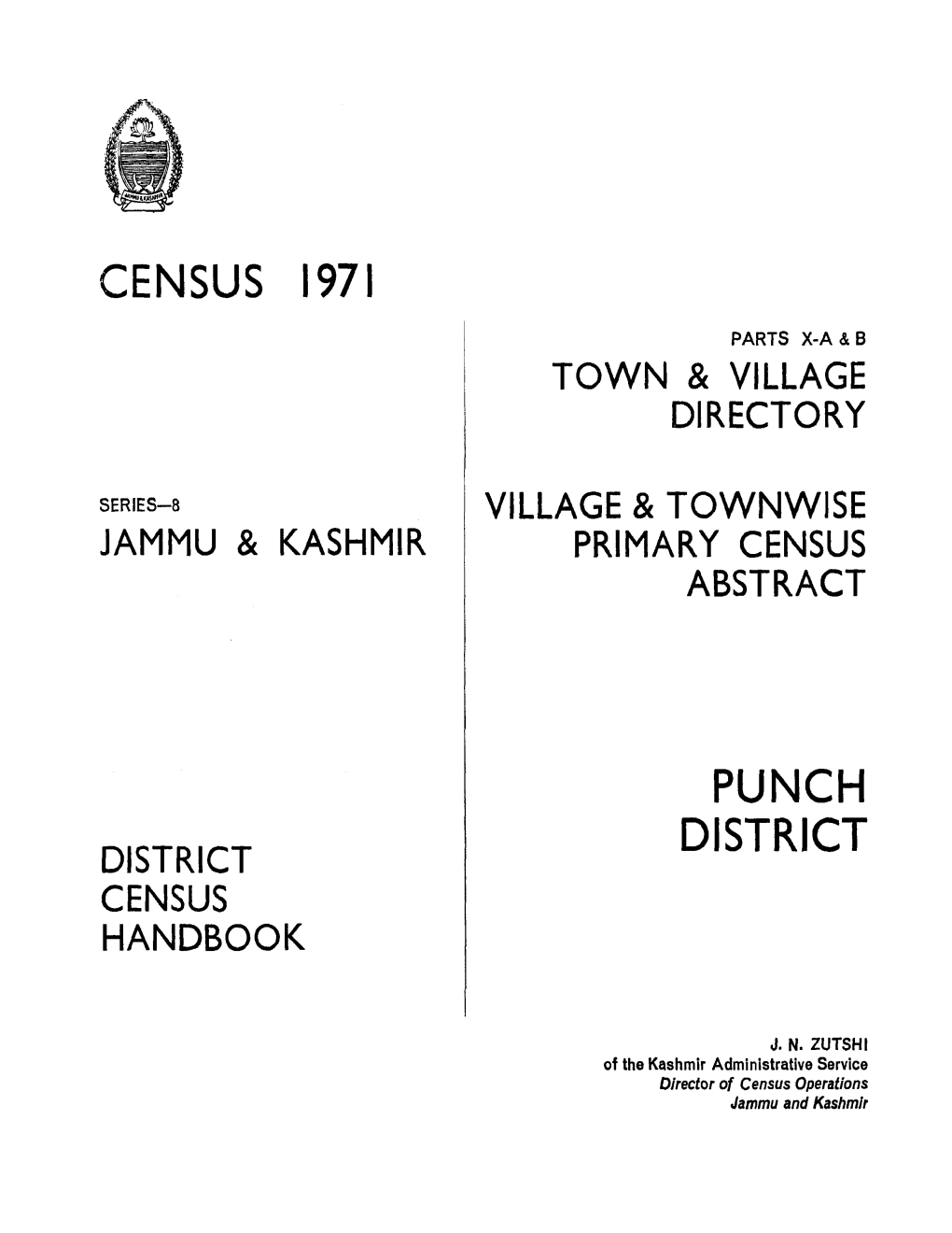 District Census Handbook, Punch, Parts X-A & B, Series-8