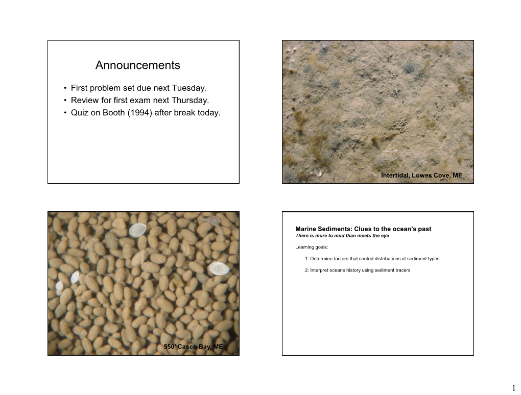 Lecture 4: Sediments