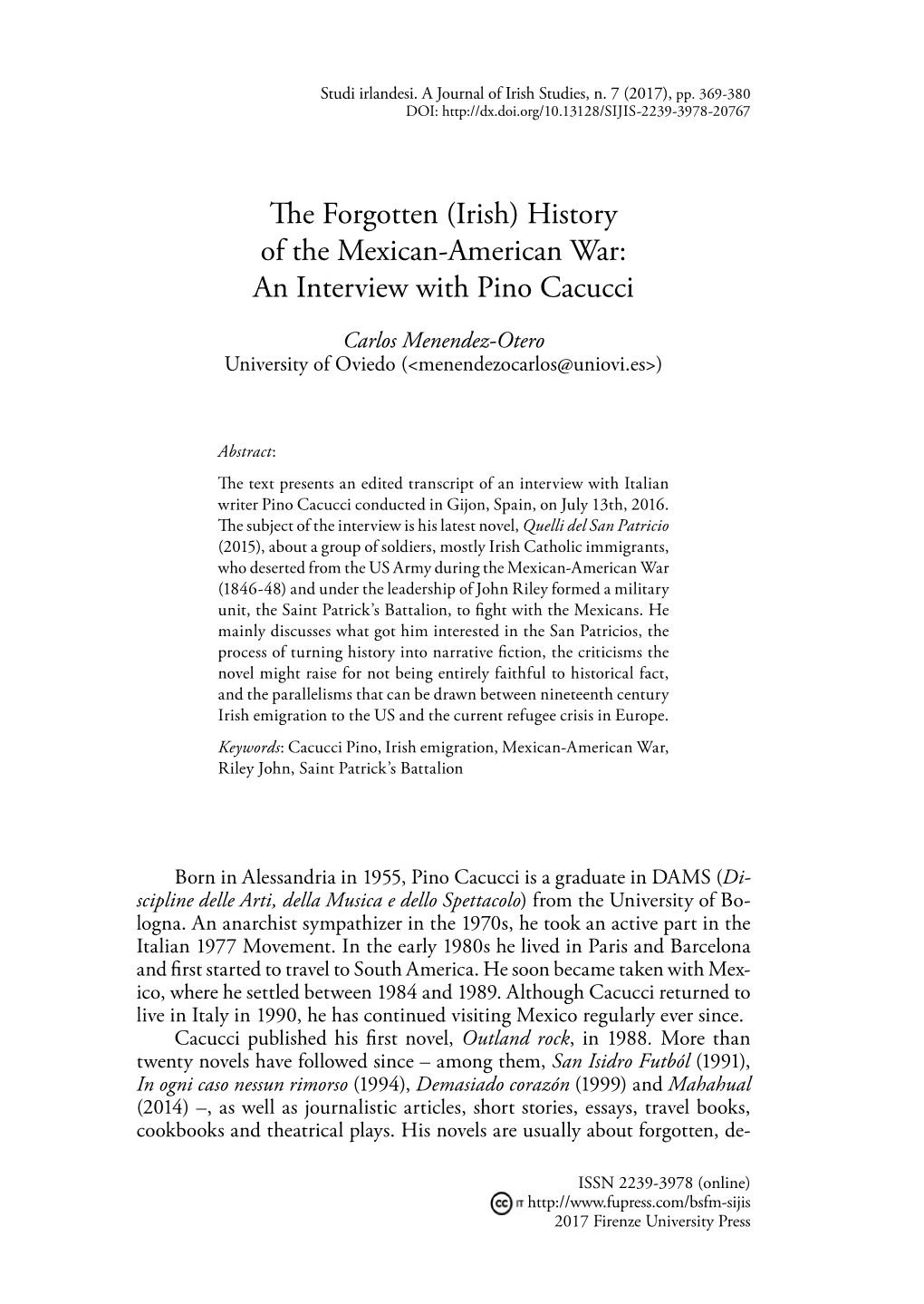 The Forgotten (Irish) History of the Mexican-American War: an Interview with Pino Cacucci