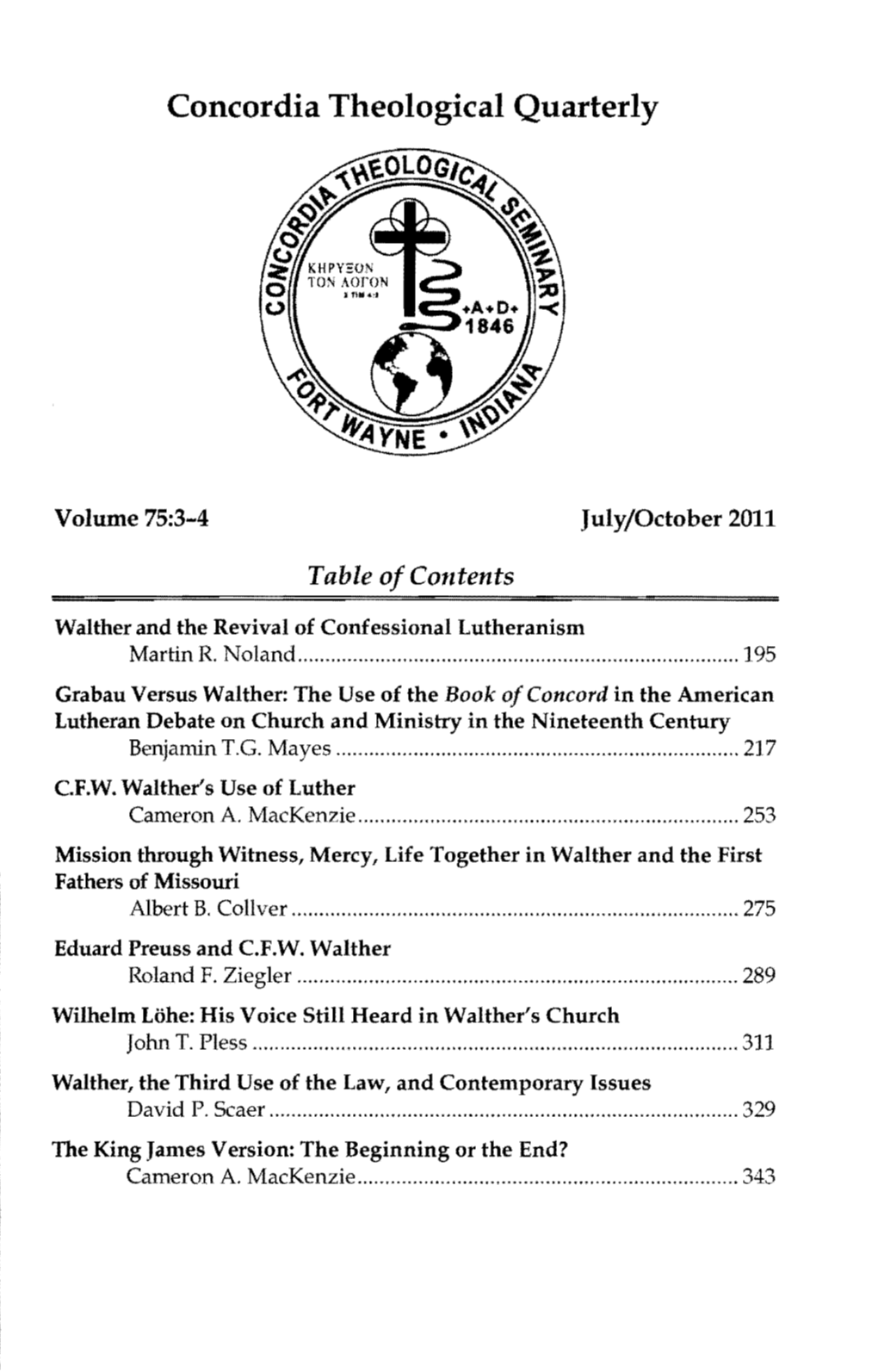 Concordia Theological Quarterly