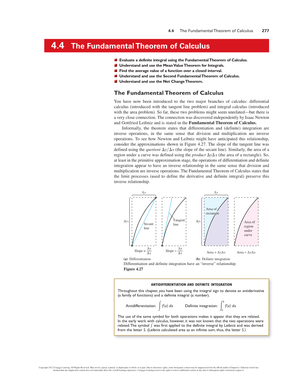 4.4 the Fundamental Theorem of Calculus 277