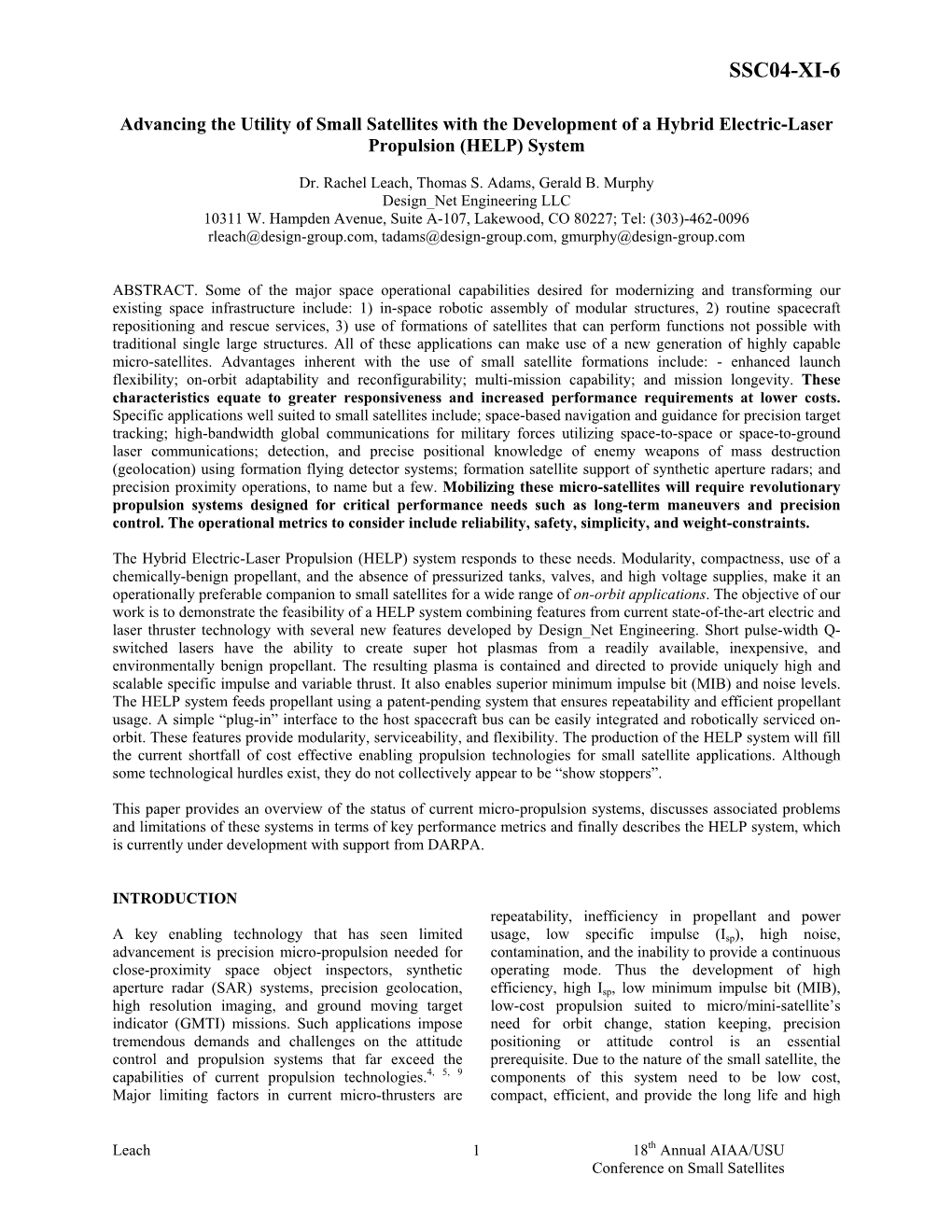 Advancing the Utility of Small Satellites with the Development of a Hybrid Electric-Laser Propulsion (HELP) System