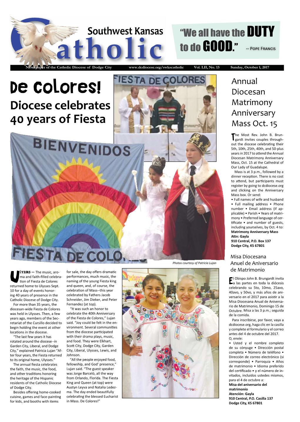 De Colores! Diocesan Diocese Celebrates Matrimony Anniversary 40 Years of Fiesta Mass Oct