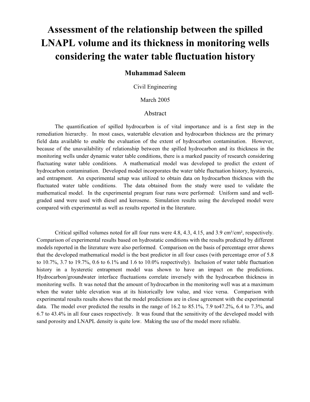 Assessment of the Relationship Between the Spilled LNAPL Volume and Its Thickness in Monitoring Wells Considering the Water Table Fluctuation History