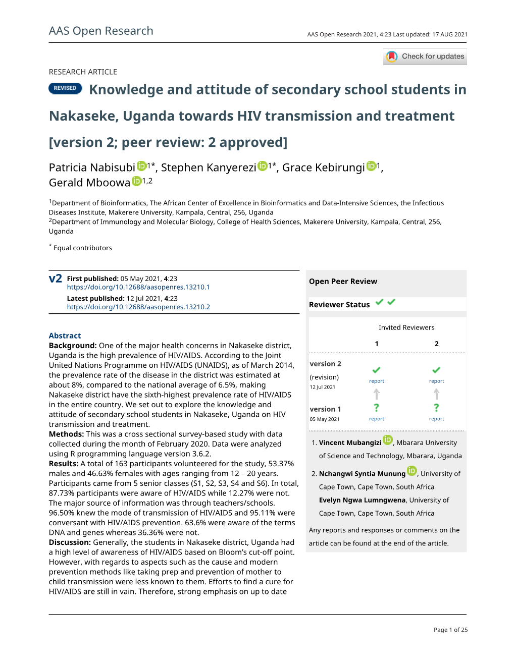 Knowledge and Attitude of Secondary School Students In