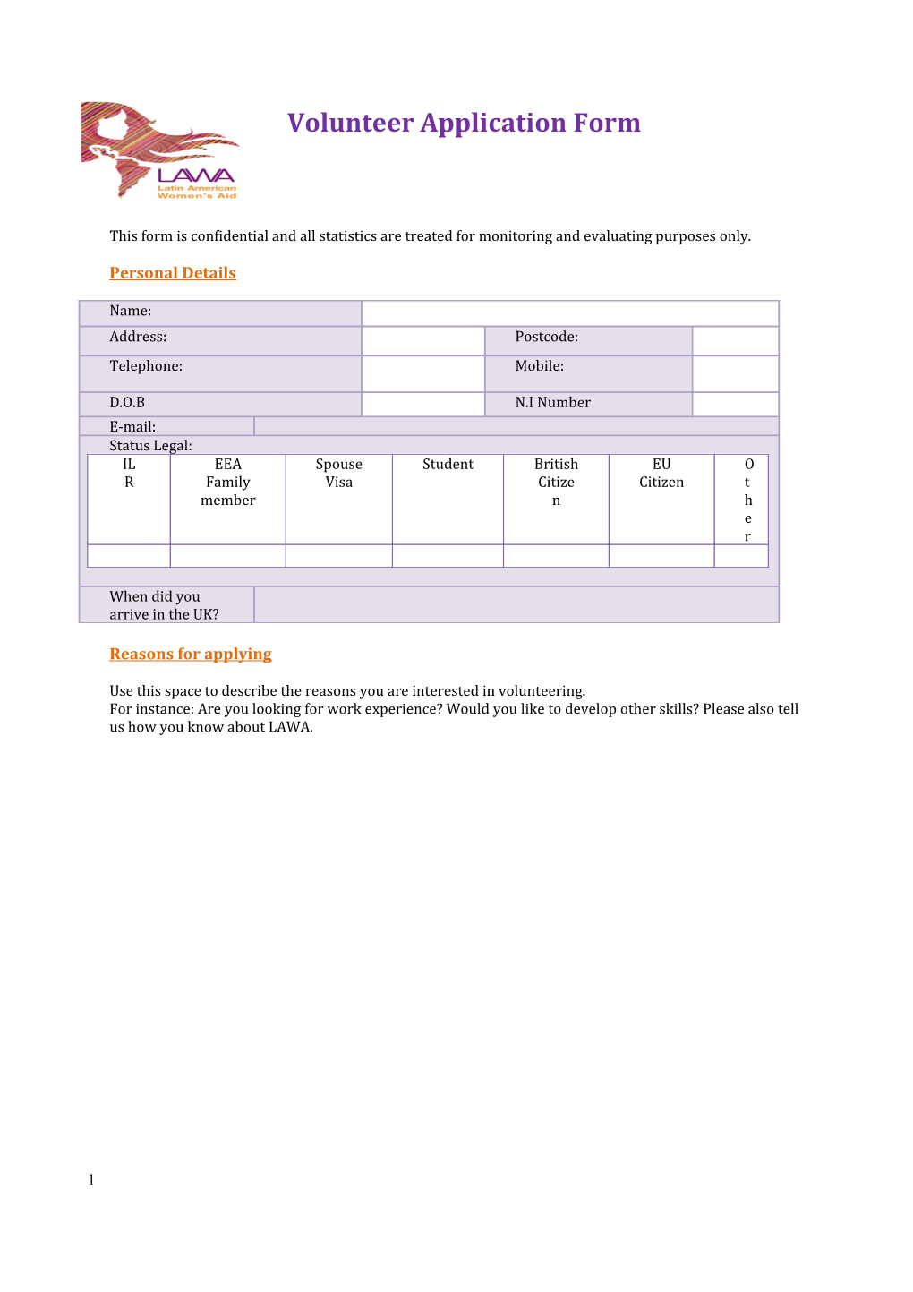 Volunteer Application Form s8