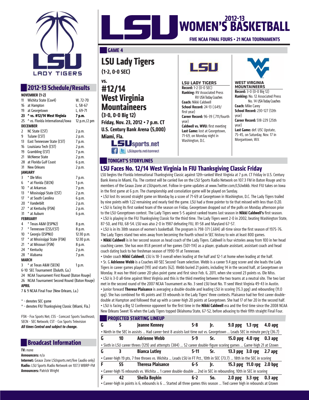 Game 4 Notes Vs. West Virginia.Indd